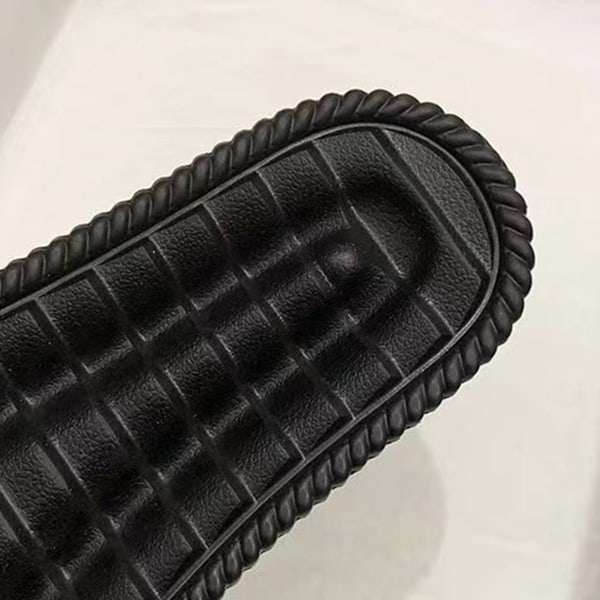 Sandaler med tjock sula, trendiga, mjuka, bekväma, avslappnade remsandaler, plattformstofflor för kvinnor, resa, fest, svart 35‑36