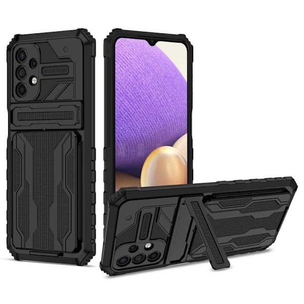 Samsung A32 5G Stöttåligt Skal Kickstand & Kortfack ThinArmor V3 Svart