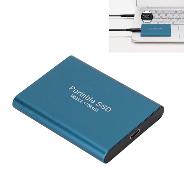 Extern SSD Tålig Slitstark USB3.1 Överföring Kompakt Portabel Bekväm Praktisk Enhet för Win10 för IOSBlå 2TB