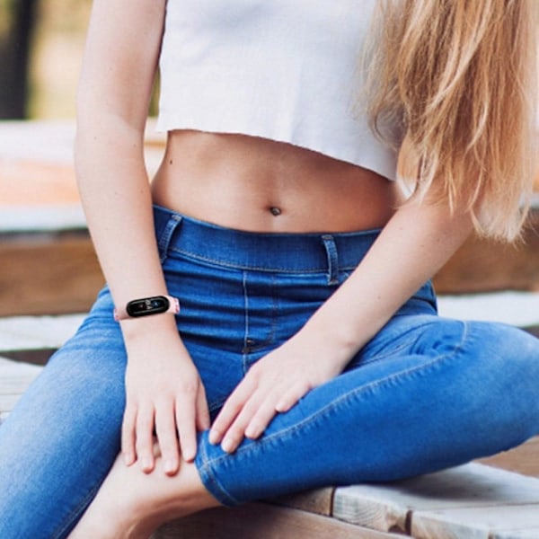Xiaomi Mi Smart Band 6 / 5 / 4 nylonfärgad kontrast klockarmband - Svart / Vit multifärg