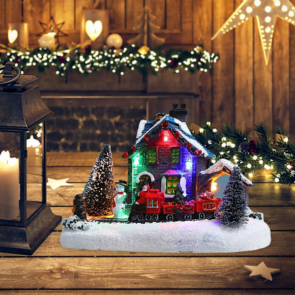 LED Jul Mini Snöhus Lysande Bylåda Bordsdekoration