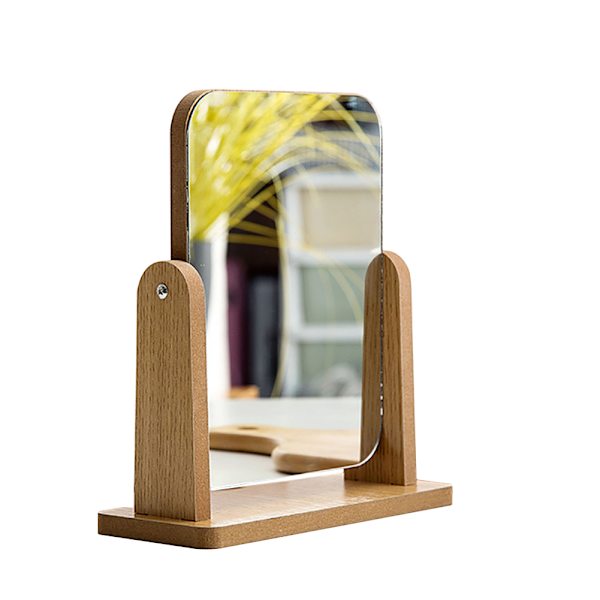 1PC 180° roterad trä smink spegel skrivbord liten glas