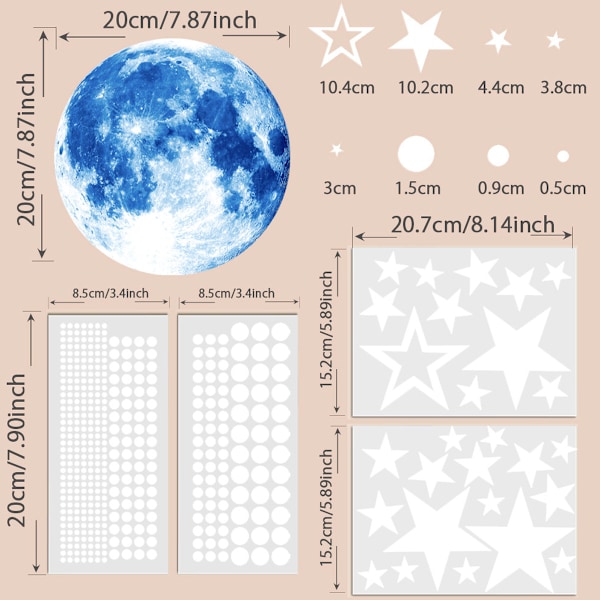 Glow in the Dark Stars för tak, 440 st takstjärnor lyser