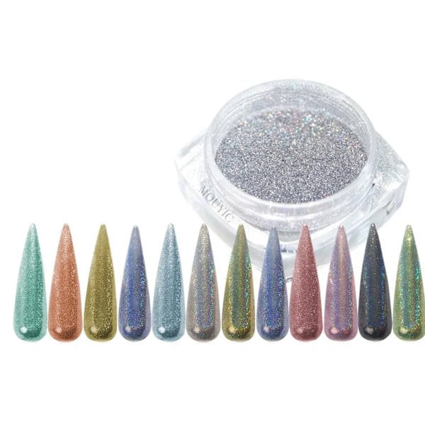 12 st Nagelkonst Dekorationspulver Färgglatt DIY Nagelglitter Pigmentpulver för Sminkfest