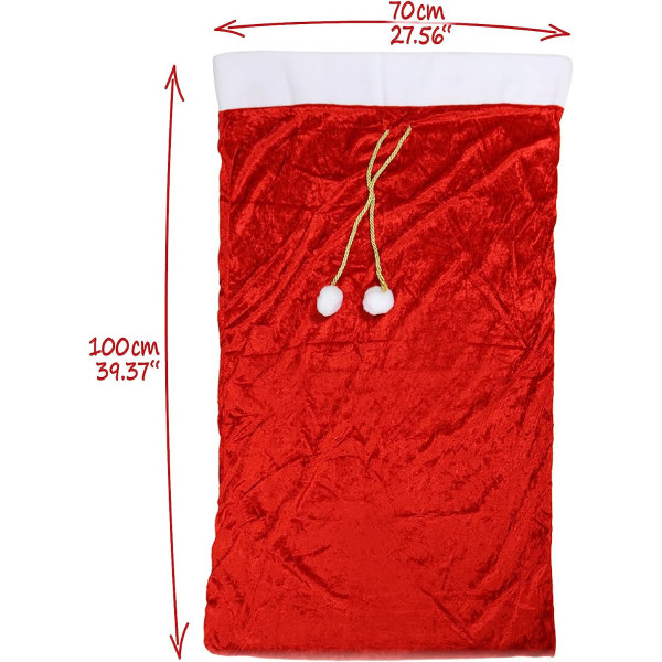 com-four® Edler XXL Weihnachtssack aus Samt mit goldfarbener