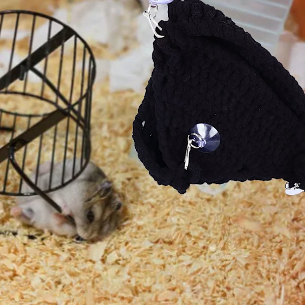 Liten Husdjursbur Hängmatta Multifunktionell Rolig Färgglad Vävd Andningsbar Sockerglidare Hängmatta för Hamster Sockerglidare Ödla Svart