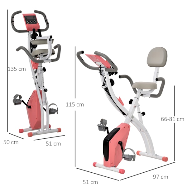 Motionscykel X-Bike 2-I-1 Cykeltränare Lcd-Skärm Fällbart Trimhjul För Hemmatränare Med 8-Nivåer Justerbart Magnetiskt Motstånd