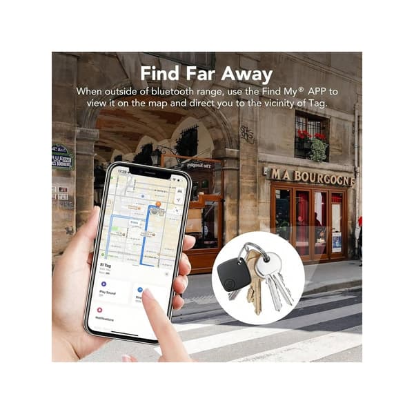 2-pack Bluetooth-tracker för Apple Find My, nyckelsökare med nyckelring, utbytbart batteri, svart