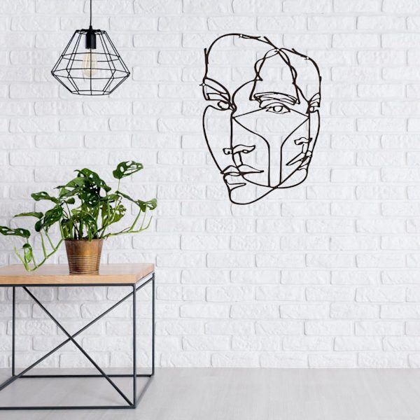 Abstrakt linjeväggkonst Enkla ansikten Metallväggkonst Minimalistisk