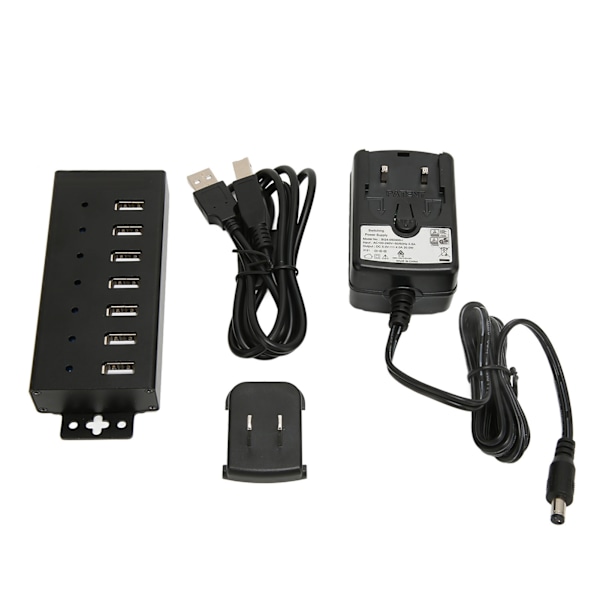 Höghastighets USB-hubb, strömförsörjd för stabil dataöverföring & laddning, industriklassad chip, ESD-skyddad, 7 portar, LED-indikatorer för ditt skrivbord