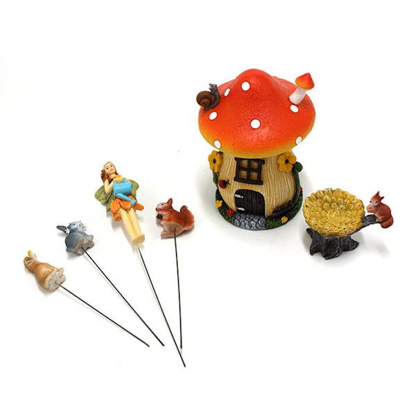 6 st Miniatyr Fe Trädgård Landskap Prydnader Harts Gjutna Svampar
