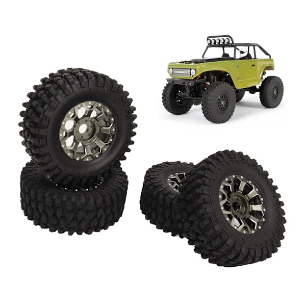 4 st RC Crawler Däck 2.6 Tum RC Gummidäck Set med Fälgar i Aluminiumlegering för SCX10 Fjärrkontroll Biltillbehör