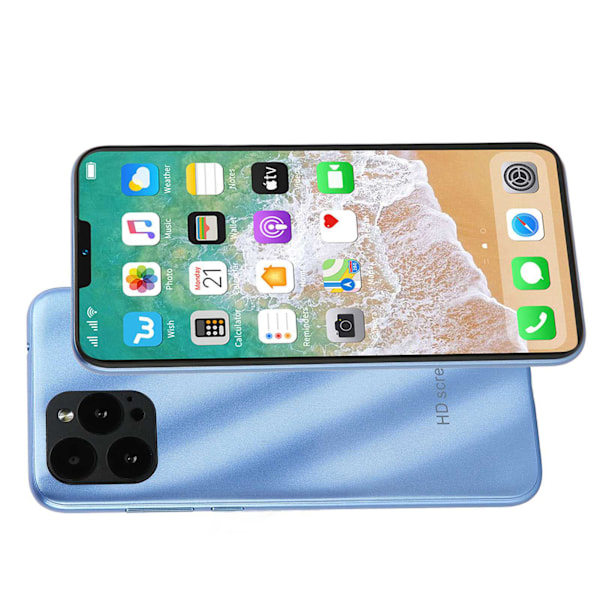 Olåst Smartphone Blå 6 tum 4GB RAM 32GB ROM Ansiktsigenkänning Mobiltelefon för Android 11 100‑240V EU-kontakt