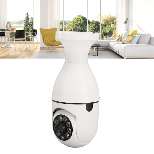 Rörelsedetekterande Säkerhetskamera, Trådlös Wifi Glödlampskamera 1080P För 360 Graders Panoramisk Övervakning, Enkel Installation E27 Lamphållare Kompatibel,