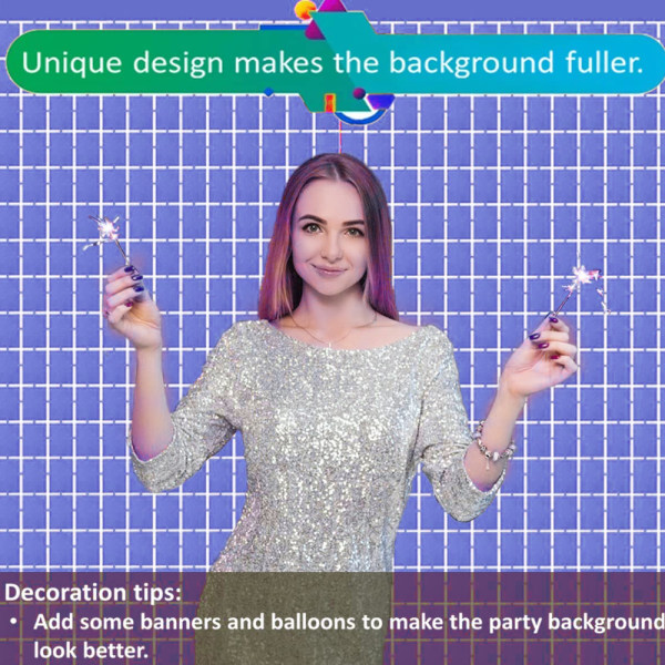2Pcs Square Foil Fringe Backdrop Curtain Backdrop for Birthday,