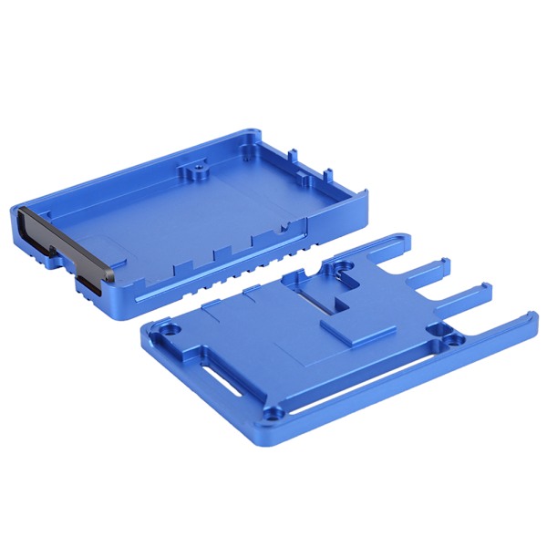 Aluminiumlegering Skal Ultratunt CNC Metallfodral för Raspberry Pi 4 Modell B Bättre Kylning (Blå)