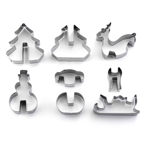 8PCS/Set 3D rostfria formar med julgran snögubbe