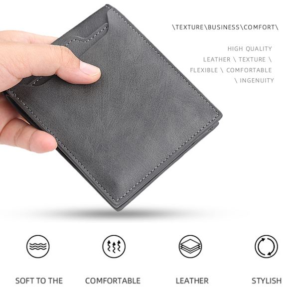 Läderplånböcker för män, Slim Minimalist Mens Wallet,