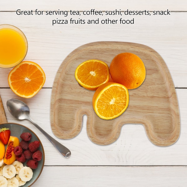 Trätallrik i form av en söt elefant, tallrik för barn, dessert, snacks