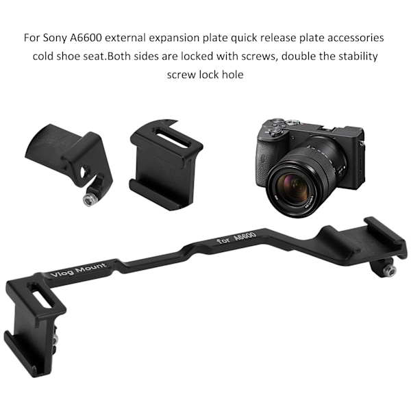 Dubbelt Cold Shoe-fäste Adapter Flyttplatta Fäste för Sony A6600 Kamera Videoinspelning