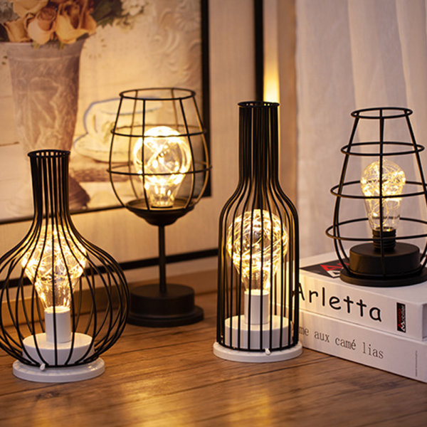 Red Wine Shape Lamp Led Lamp Wine Cup Table Light Metal Wrought