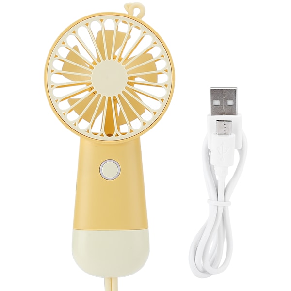 Handhållen USB Mini Fläkt 3 Hastigheter Uppladdningsbar Bärbar Luftkylare med LED-Lampa för Hemmet Utomhus Gul
