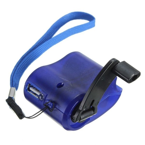 Mobiltelefon Nödladdare USB Vev Hand Manuell Dynamo Blue