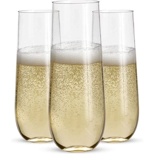 Fotsidiga plastchampagneglas - 9 oz plastchampagne