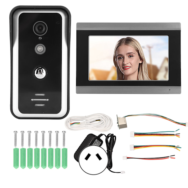 7-tums Trådbunden Video Dörrklocka Snapshot Inspelningsstöd för TUYA APP 1080P WiFi Video Dörrklocka Kamera för IOS för Android AU-kontakt