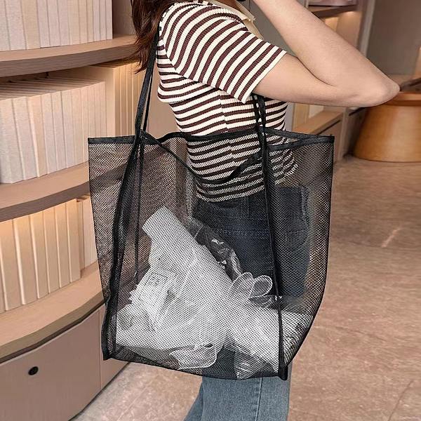 Mesh Strandväska för kvinnor Axelväska Stor Tote Bag