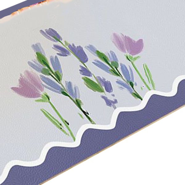 Vattentätt Skrivbordsunderlägg Vackert Blommönster Stilfullt Ögonskydd PVC Stor Skrivbordsmatta för Studier Sovrum Kontor Lila Blomma 50x100cm