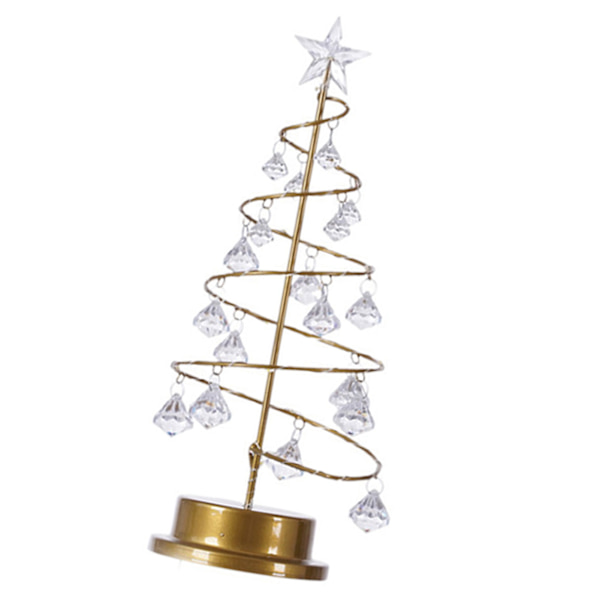 Jul Kristall Trä Lampa Akryl Kristall Hänge Jul Dekorativ Skrivbordslampa för Sovrum