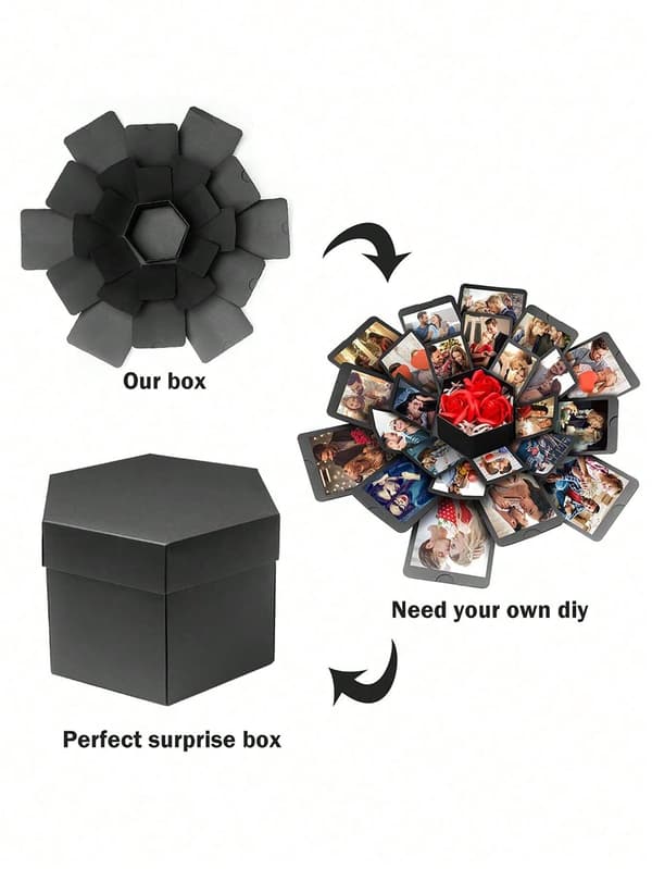 DIY Hexagon Exploding Box Fotoalbum-kit, Presentask