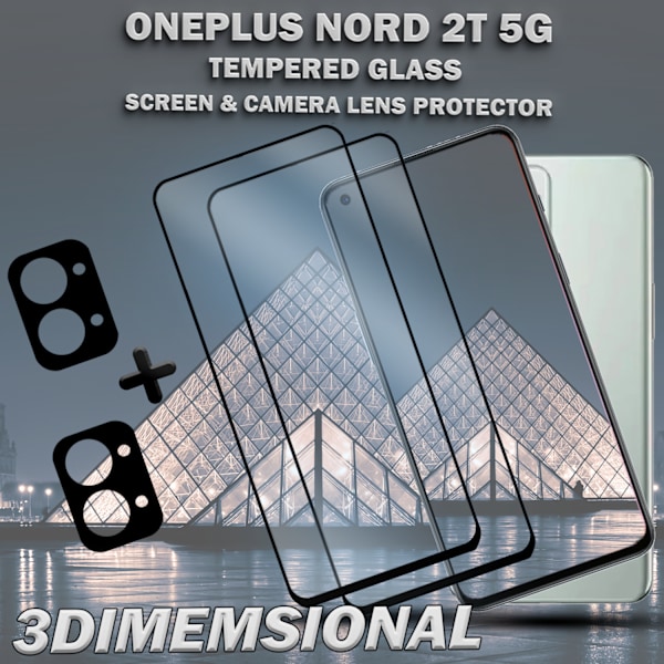 2-Pack ONEPLUS NORD 2T 5G Skärmskydd & 2-Pack linsskydd - Härdat Glas 9H - Super kvalitet 3D