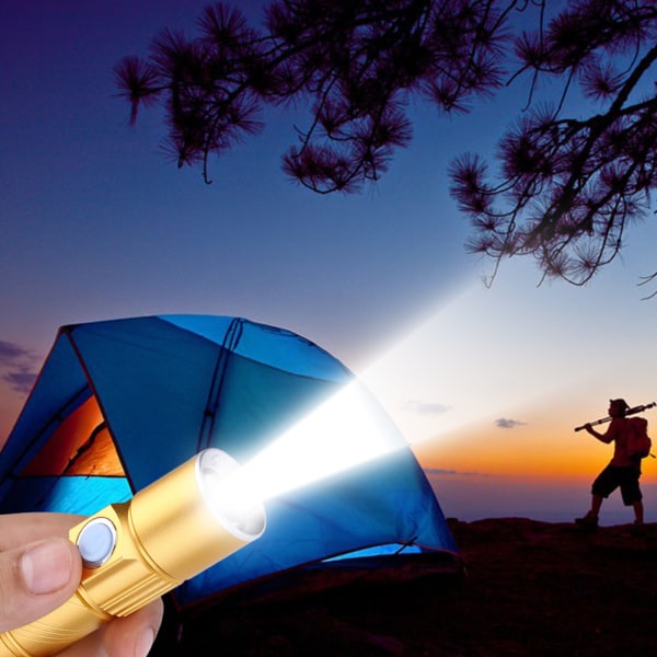 LED Mini Bärbar USB Ficklampa Projektor Vandring Camping