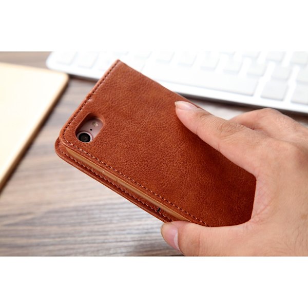 CMAI2 Litchi plånboksfodral till iPhone 7 / 8 / SE (2020) - Brun Brun