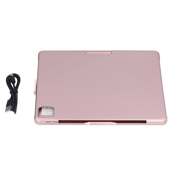 Tangentbordsfodral för iPad 11 tum 10,9 tum, 360° roterbart skyddsfodral med pekplatta och Bluetooth, bakgrundsbelyst roséguld kompatibelt med iOS-surfplatta