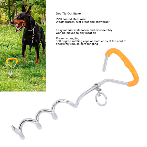 Hundkoppel Stake Ståltråd Dubbelhuvud Anti Lost Hundkoppel Tält Markankare Skruv för Gård Strand Utomhus Camping 5mmx5m /0.2inx16.4ft Dubbel Zink