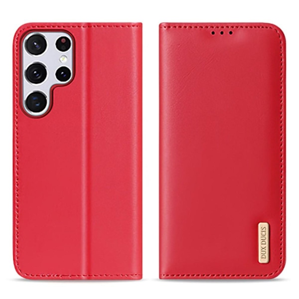 DUX DUCIS Samsung Galaxy S22 Ultra Fodral HIVO Äkta Läder Röd