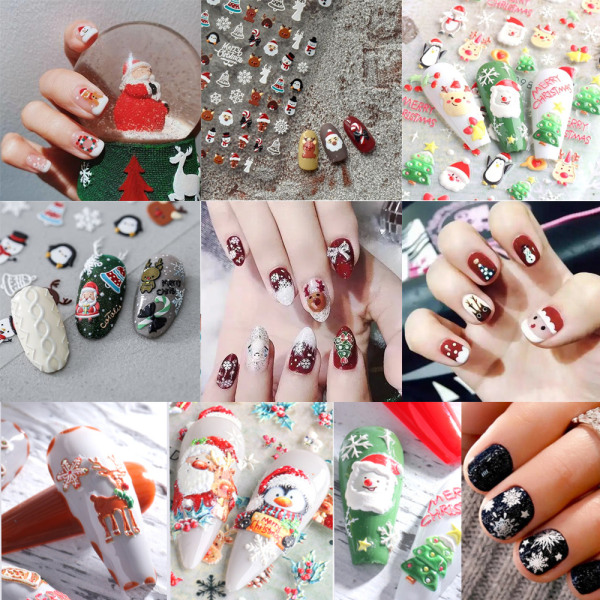 Christmas Nail Art Stickers Decals, 5D Stereoscopic Embossed