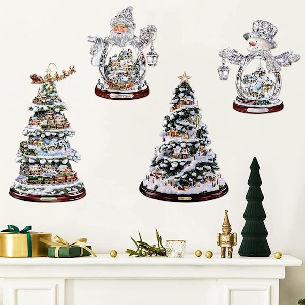 Christmas Window Stickers, 4 Pieces DIY Christmas Window