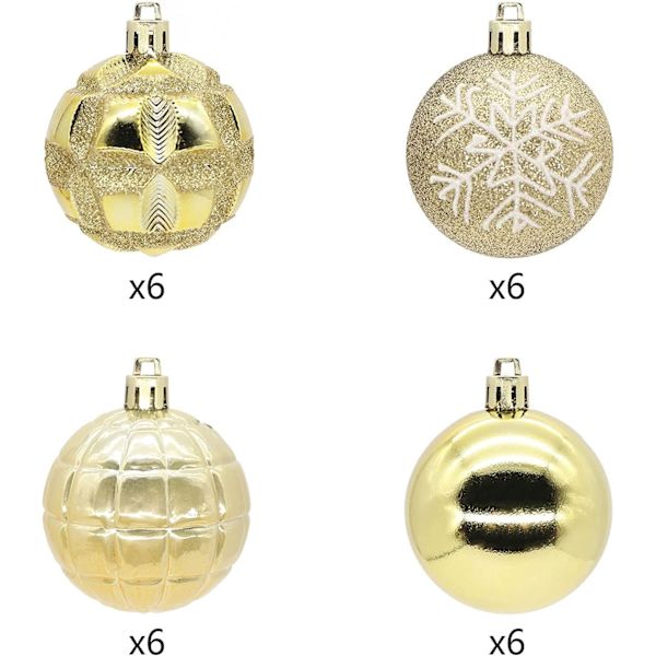 Christmas Balls Ornaments for Xmas Tree 24ct 2.36"/60mm