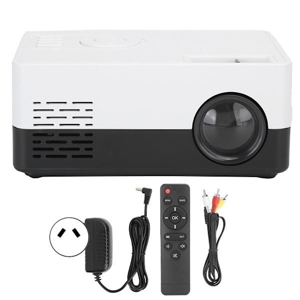 1080p Full High Definition Portabel Mini Projektor Smart Hemmabio Svart Vit 100‑240VAU Kontakt