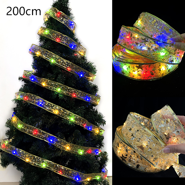 Christmas Ribbon Lights Battery Operated String Lights for Xmas