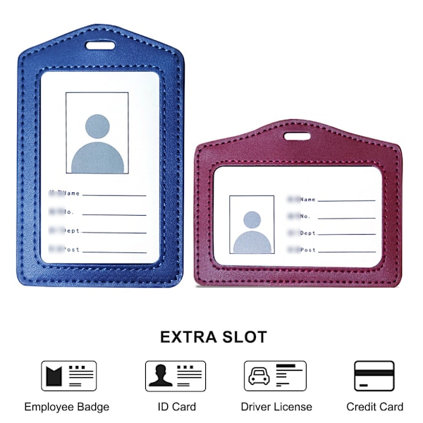 2-pack lädermärkeshållare, vertikal/transversal ID-kort
