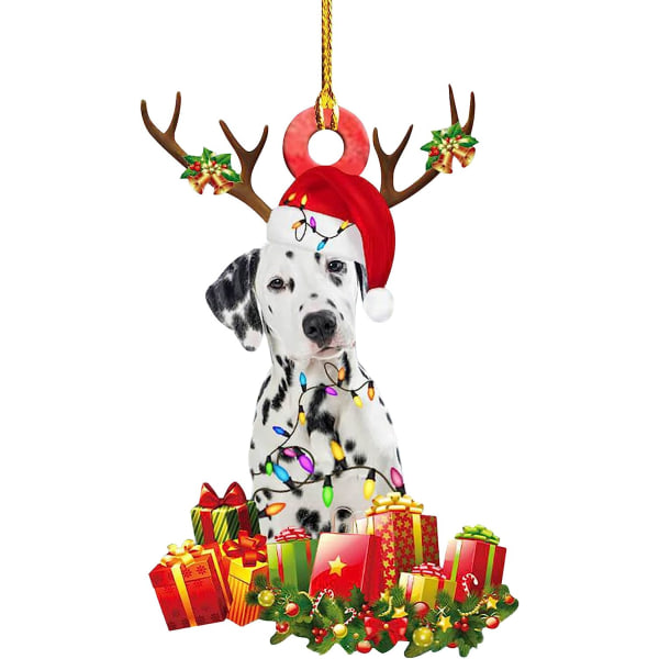 Julprydnad för hund, 2021 söt hundjulgran i trä
