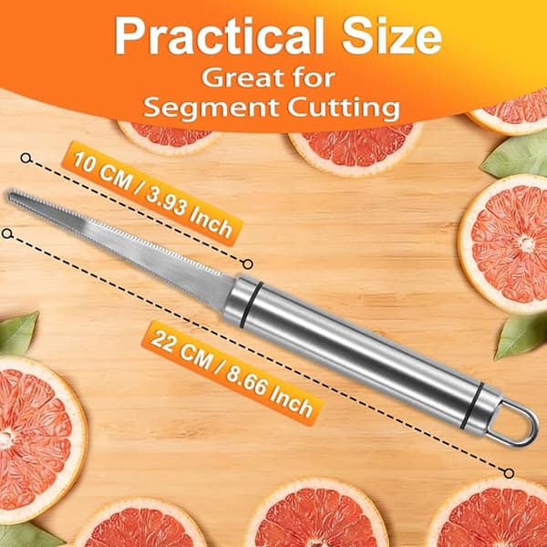 2-pack grapefruktkniv, böjd tandad grapefruktkniv, kiwikniv i rostfritt stål, perfekt för grapefrukt, apelsin, citron