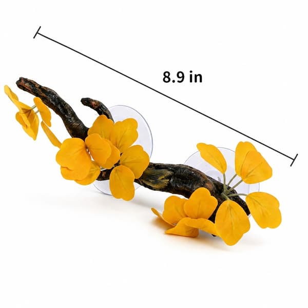 1 st Reptilranka terrariedekoration simulerad trädrot med blad 22,6 cm