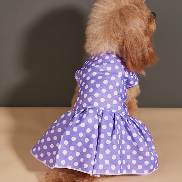 Hundklänning Söt Lättvikts Trendig Prickigt Tryck Knappdesign Husdjurskläder för Valp Katt Lila XL (Lämplig för 4,5‑7,5kg / 9,9‑16,5lb Husdjur)