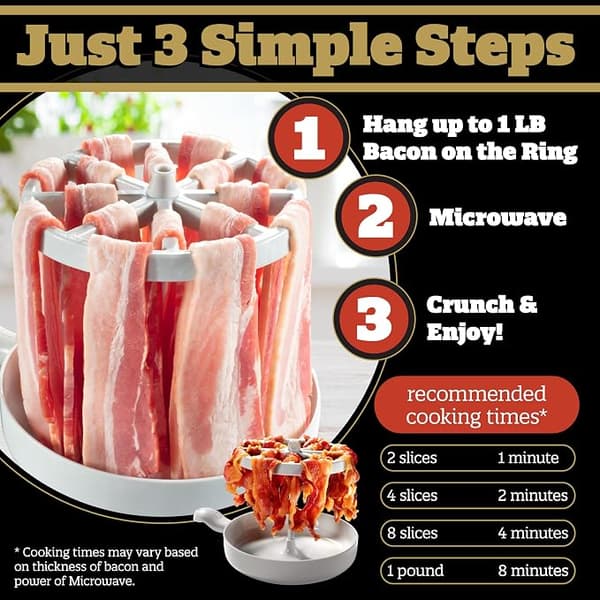 1 st Mikrovågsugnsställ för bacon, specialgrillbricka för bacon och sidfläsk, köksredskap för hemmet